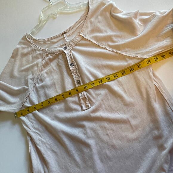Free People Jaxon Henley Top Womens XS Pink Linen Cotton Oversized Slouchy *FLAW - Picture 10 of 11